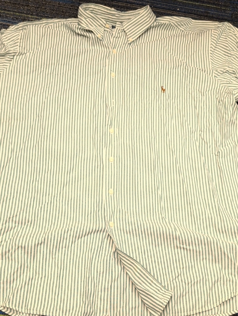 Polo by Ralph Lauren Green and White Striped Button-Down Shirt